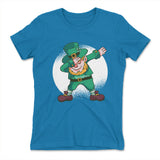 Leprechaun Dabbing Womens T-Shirt in Turquoise color
