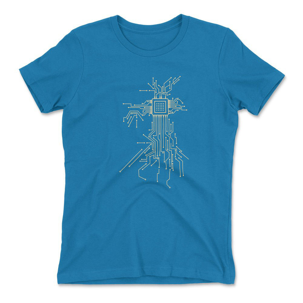 Processor Design Womens T-Shirt in Turquoise color
