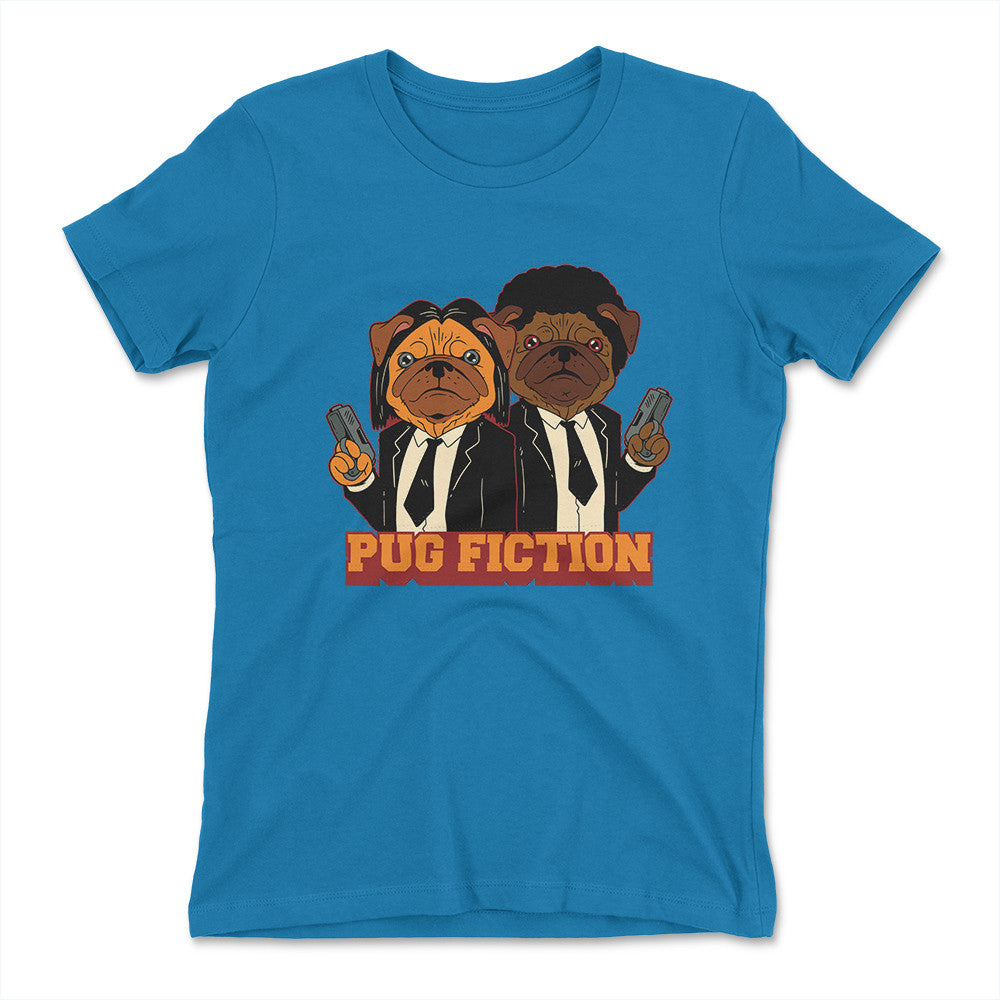 Pug Fiction Womens T-Shirt in Turquoise color