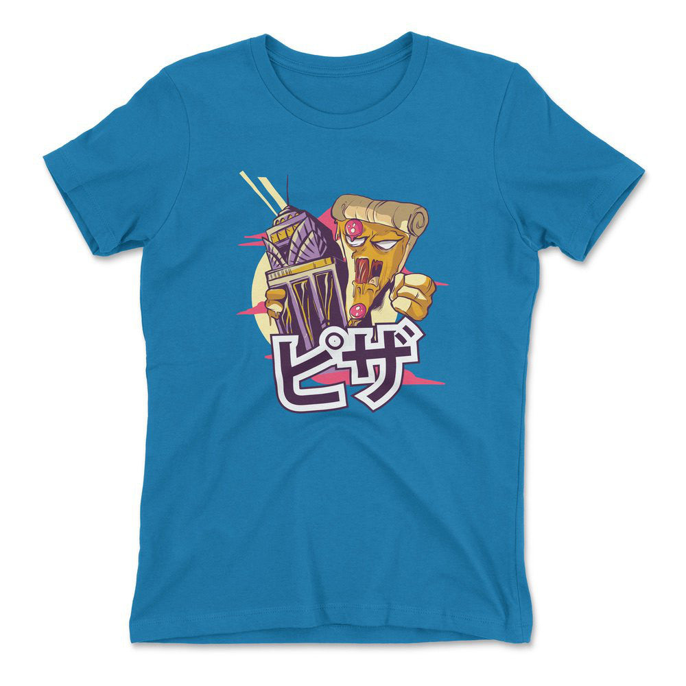 Pizza Kong Womens T-Shirt in Turquoise color