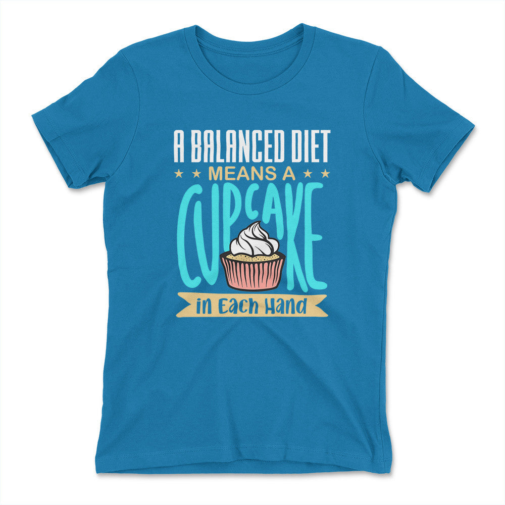 Cupcake - A Balanced Diet Womens T-Shirt in Turquoise color