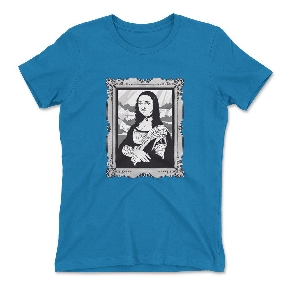 Gothic Monalisa Womens T-Shirt in Turquoise color