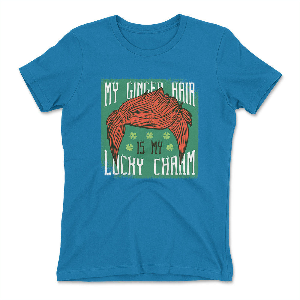 My Ginger Hair Is My Lucky Charm Womens T-Shirt in Turquoise color