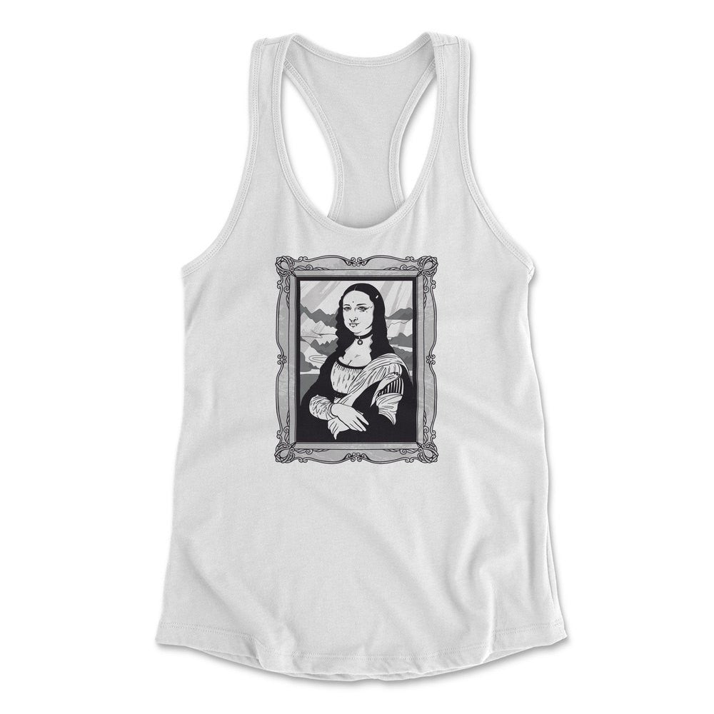 Gothic Monalisa Womens Racerback Tank in White color