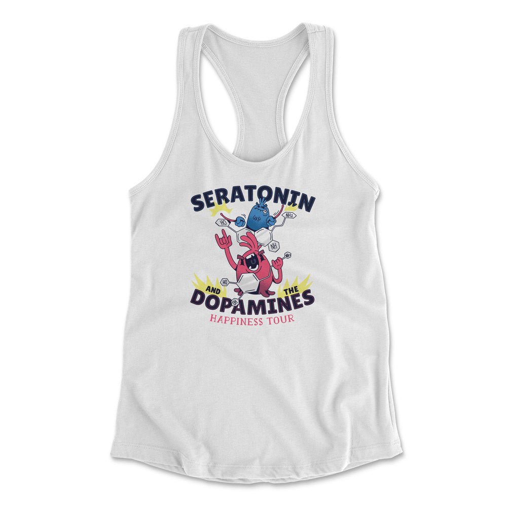 Molecules Rock Womens Racerback Tank in White color