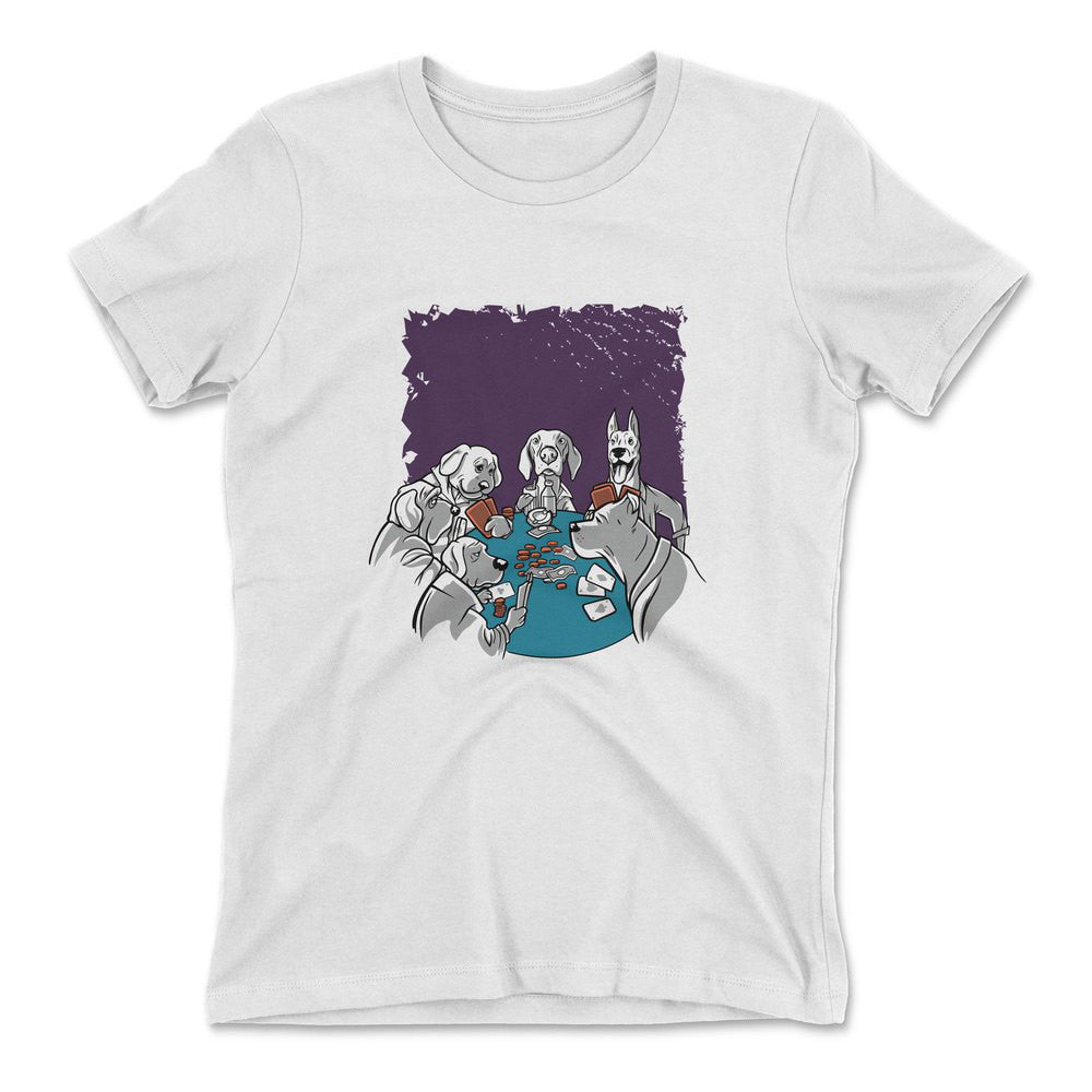 Poker Dogs Womens T-Shirt in White color