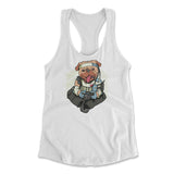 Lifeline Pug Apex Gamer Womens Racerback Tank in White color