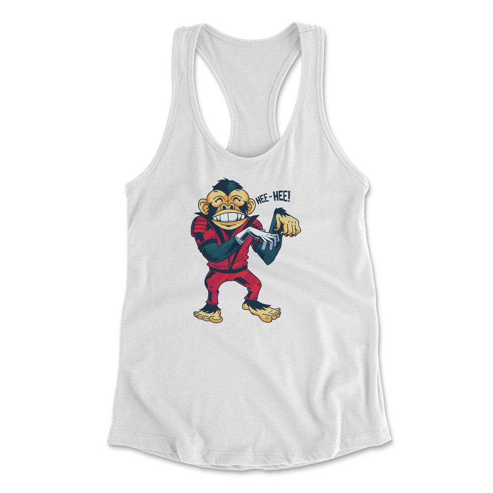 Dancing Monkey Jackson Womens Racerback Tank in White color