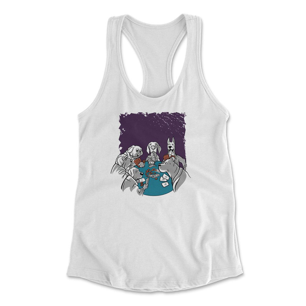 Poker Dogs Womens Racerback Tank in White color