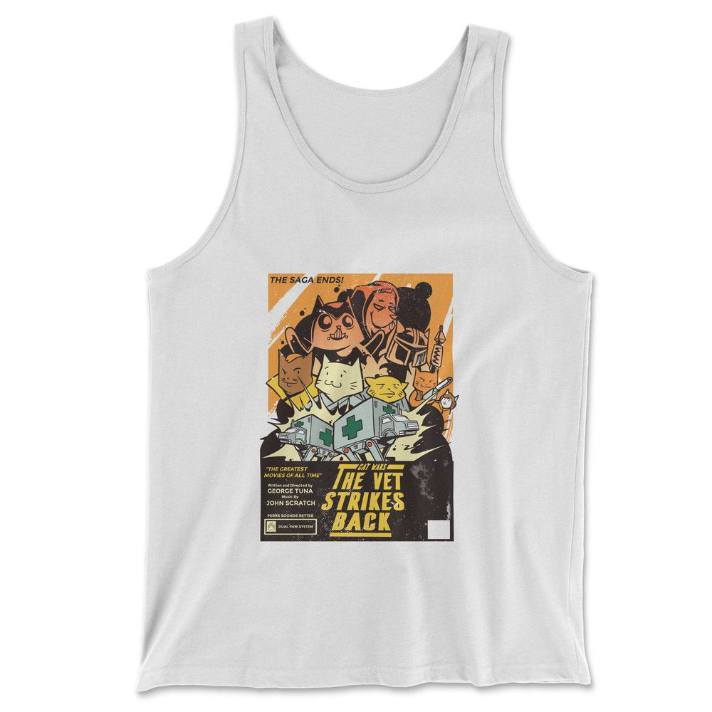 Cat Wars - The Vet Strikes Again Men/Unisex Tank in White color
