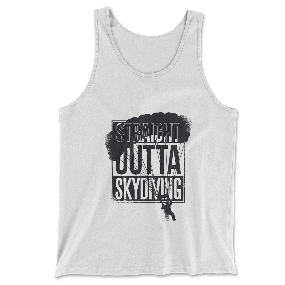 Straight Outta Skydiving Men/Unisex Tank in White color