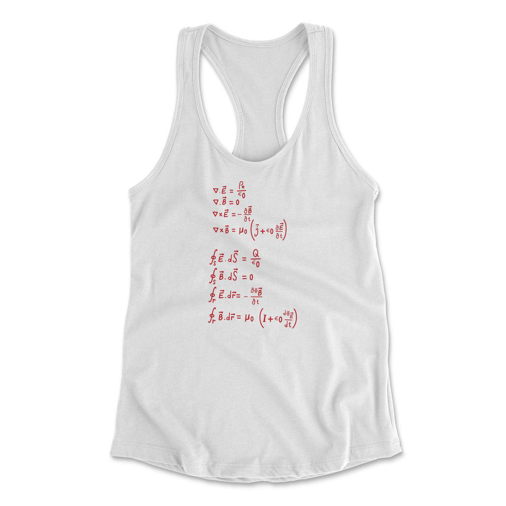 Physics Formula Womens Racerback Tank in White color