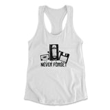 Never Forget The Old Stuff Womens Racerback Tank in White color
