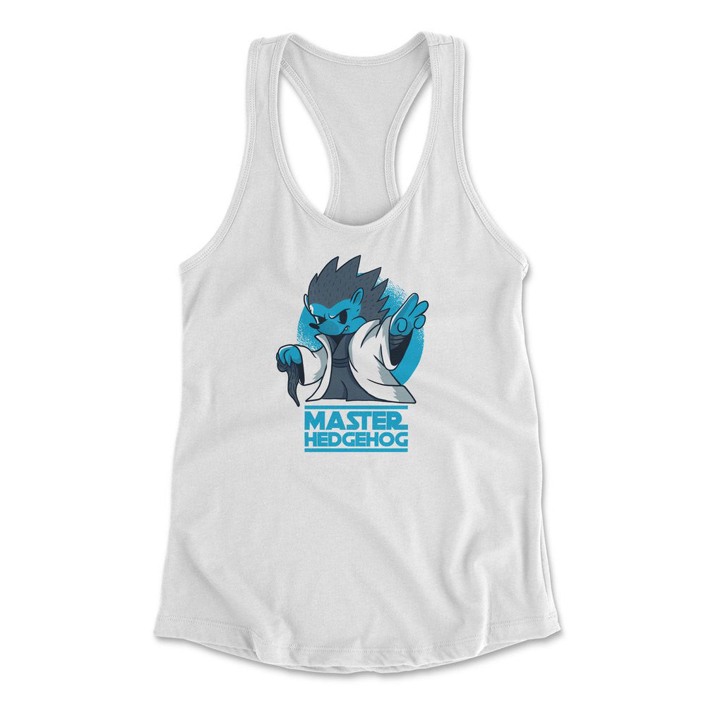 Master Hedgehog Womens Racerback Tank in White color