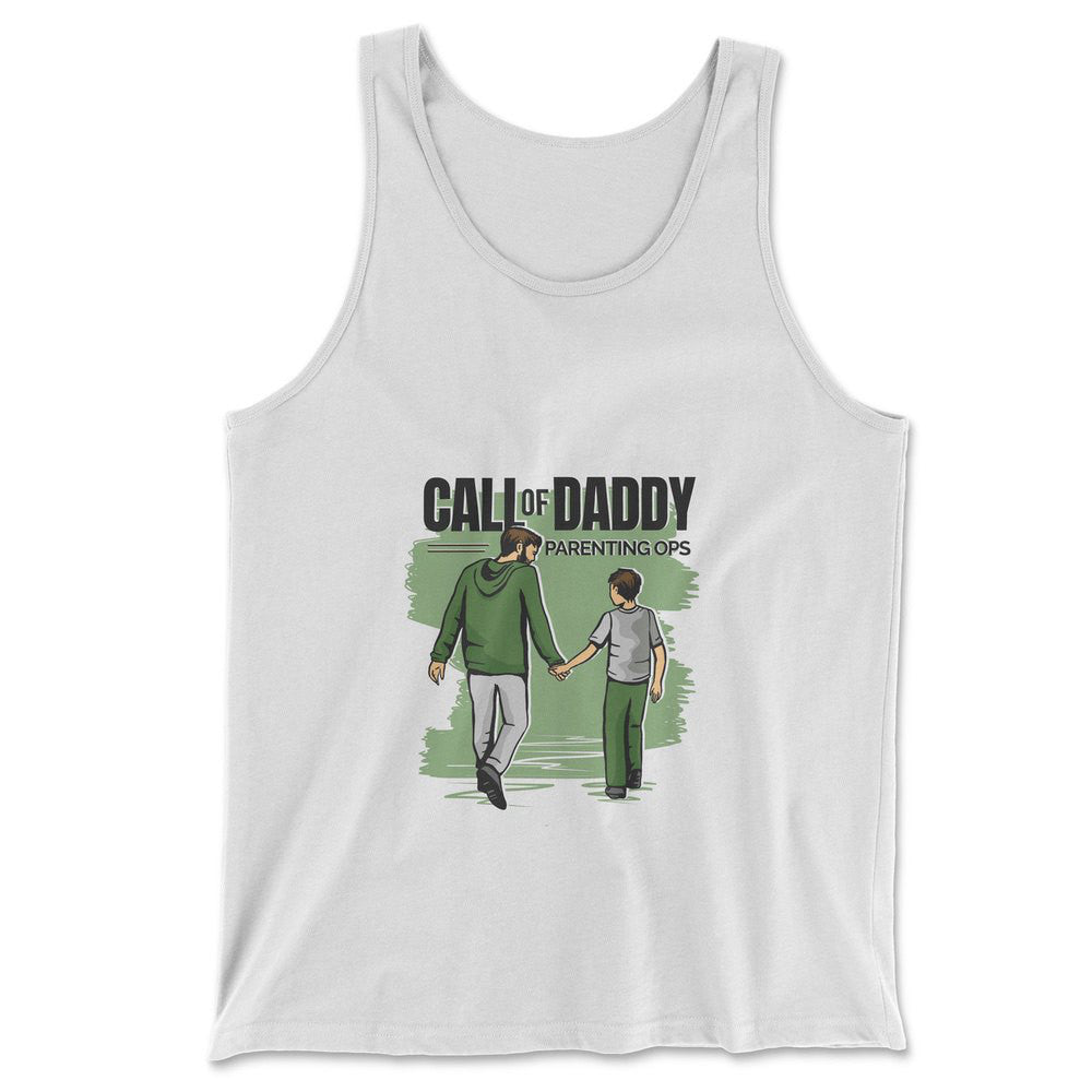 Call Of Daddy Men/Unisex Tank in White color