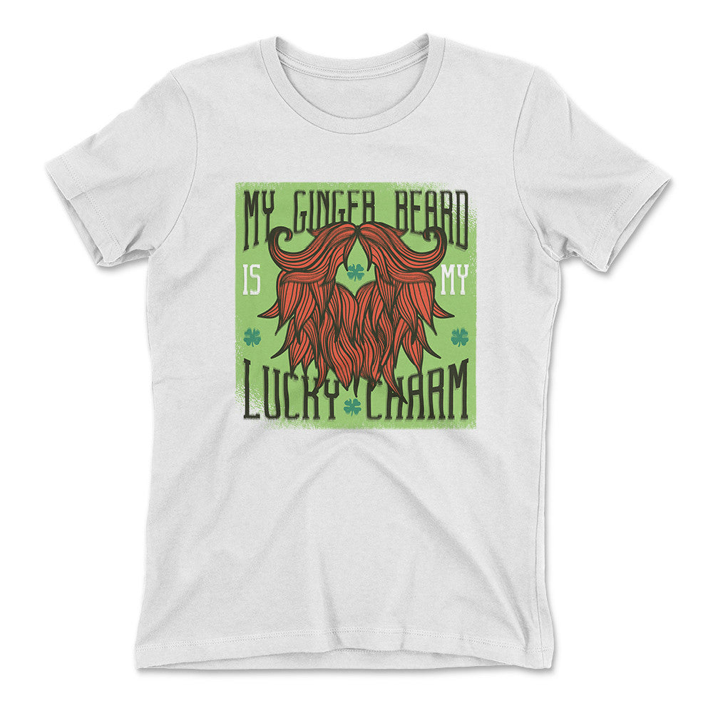 My Ginger Beard Is My Lucky Charm Womens T-Shirt in White color