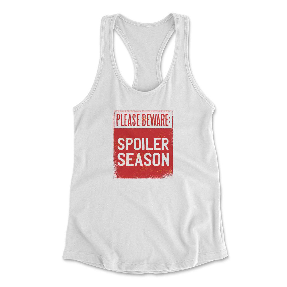 Spoiler Alert Womens Racerback Tank in White color