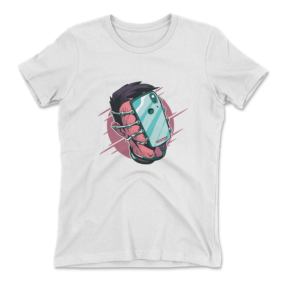 Phone Face Hugger Womens T-Shirt in White color