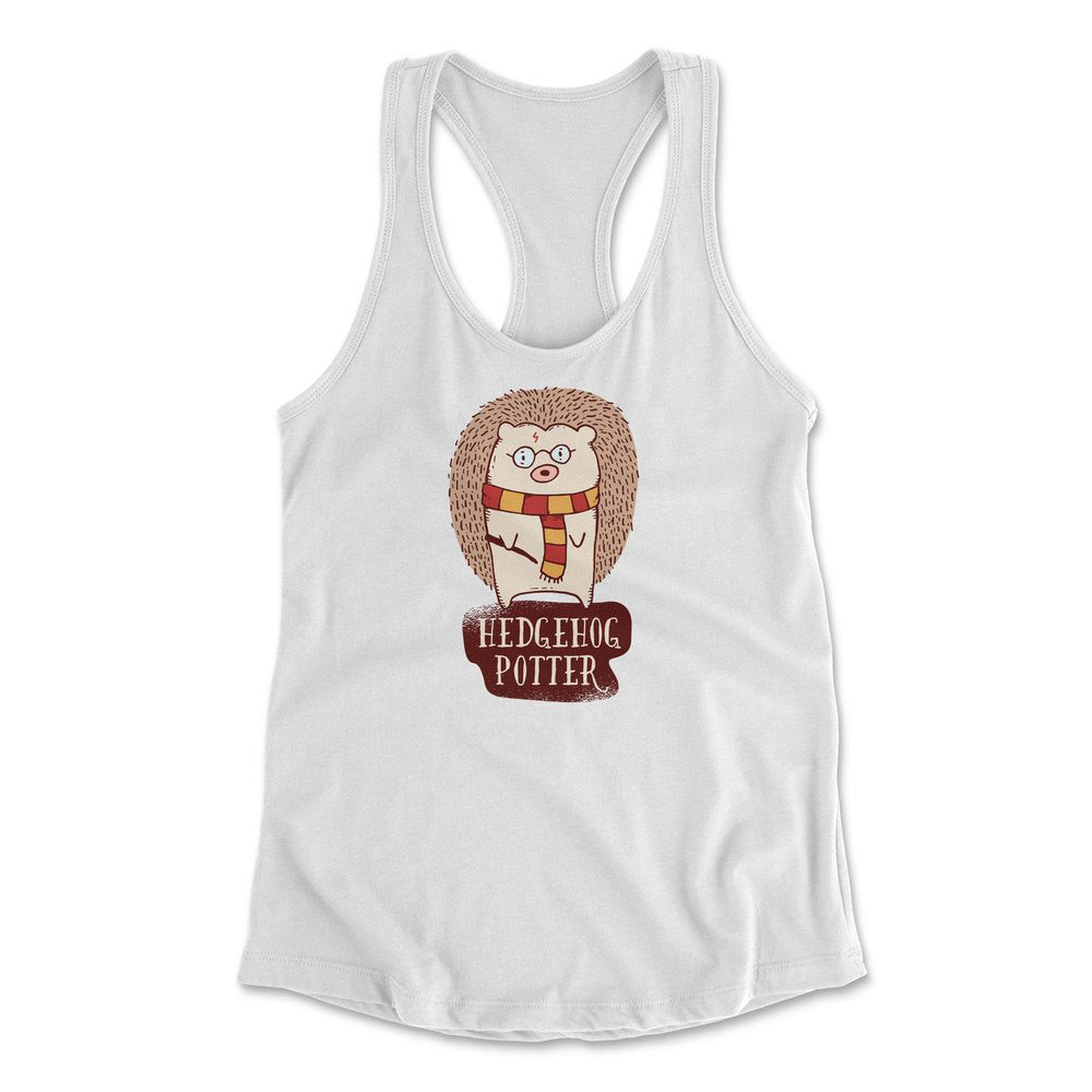 Hedge Hog Potter Womens Racerback Tank in White color
