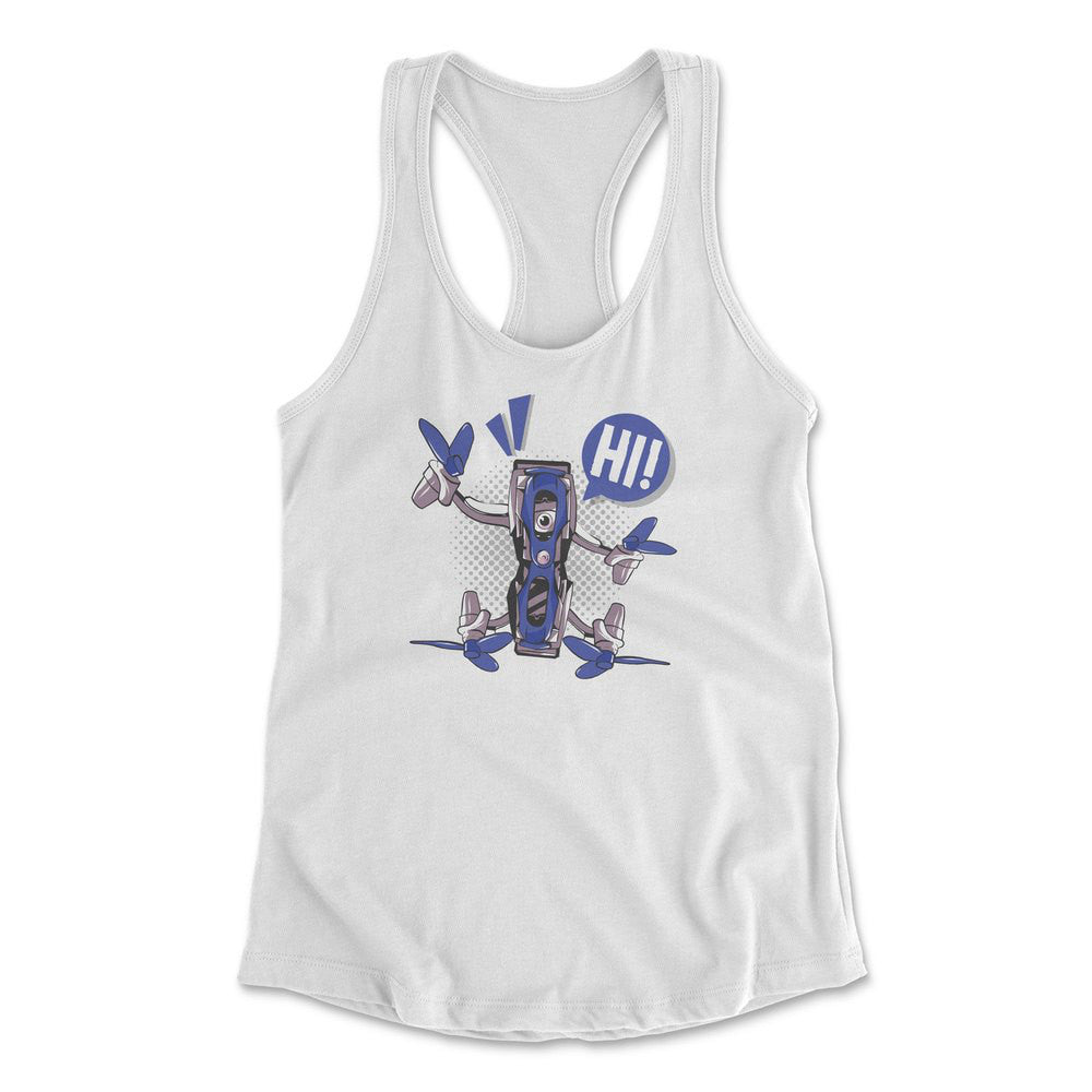 Quadcopter Robot Womens Racerback Tank in White color