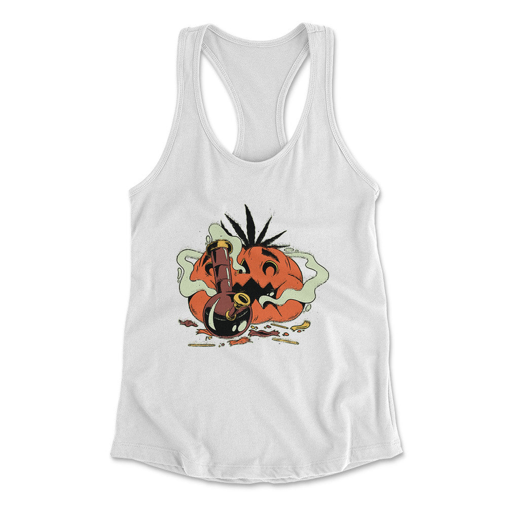 Baked Pumpkin Womens Racerback Tank in White color