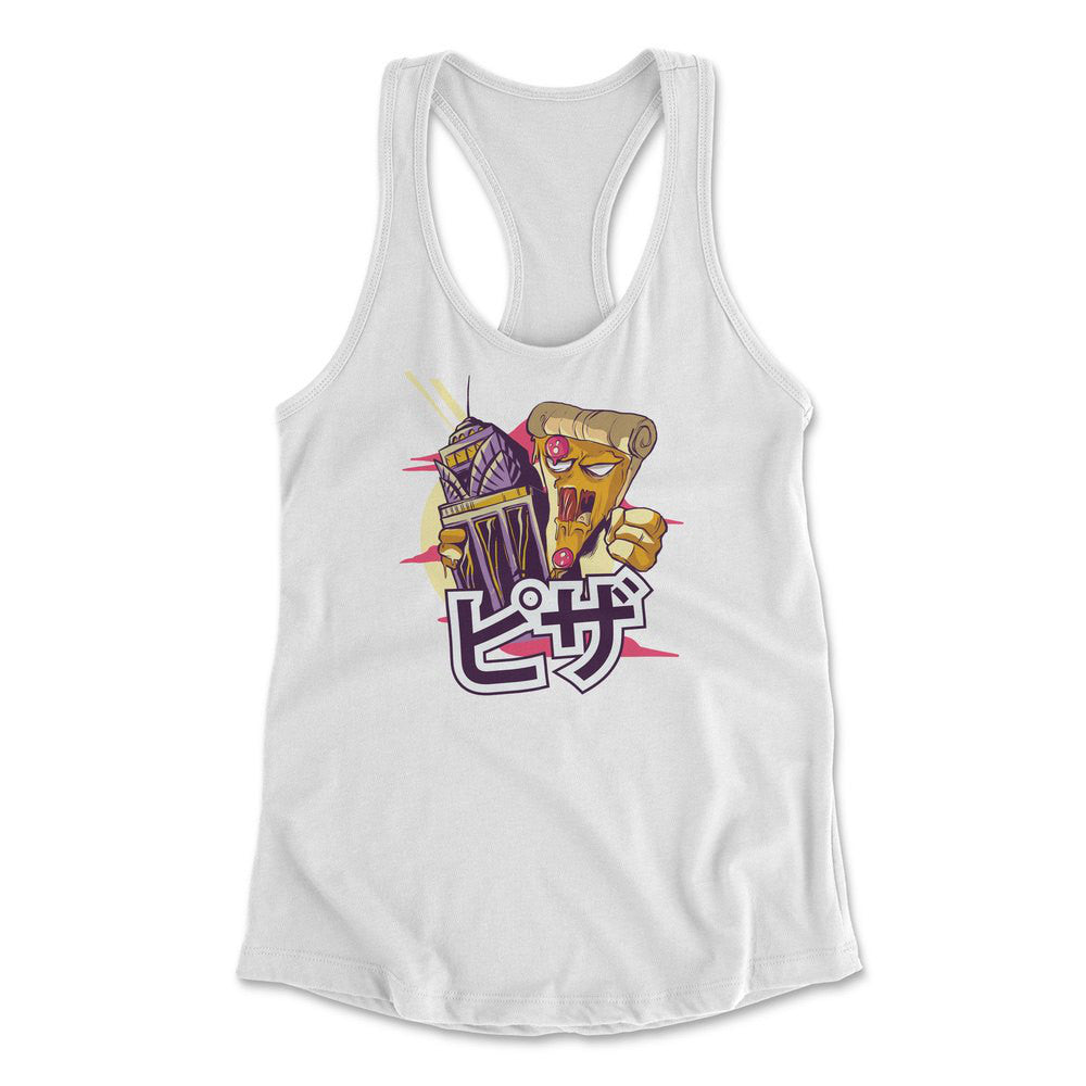 Pizza Kong Womens Racerback Tank in White color