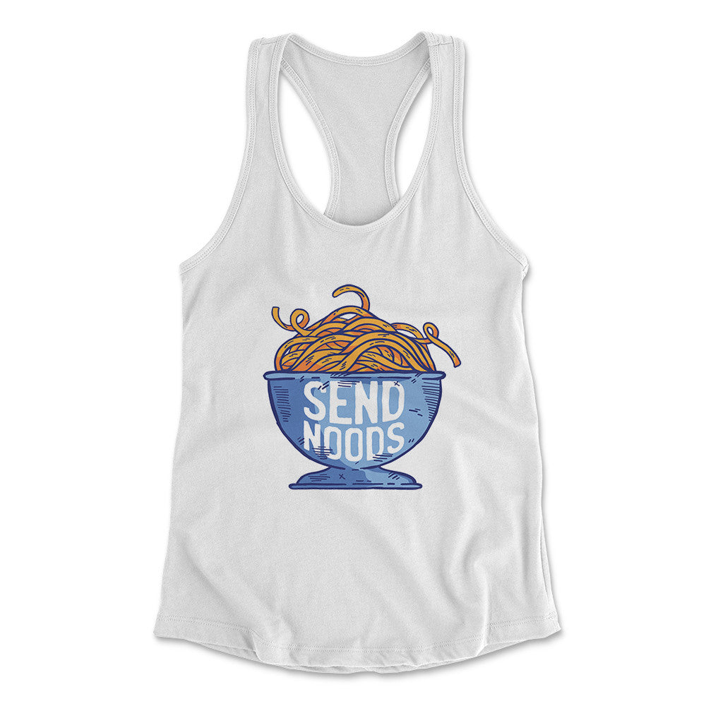 Send Noods Womens Racerback Tank in White color