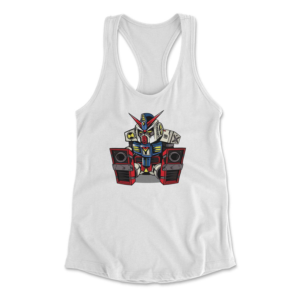 Sleepy Robot Womens Racerback Tank in White color