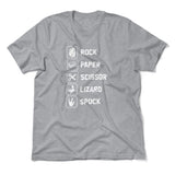 Rock Paper Scissor Lizard Spock Men/Unisex T-Shirt in Athletic Heather color