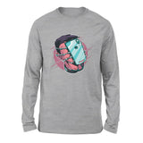 Phone Face Hugger Men/Unisex Drop Shoulder Sweatshirt in Athletic Heather color