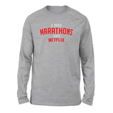 I Do Marathons On Netflix Men/Unisex Drop Shoulder Sweatshirt in Athletic Heather color