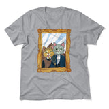 American Gothic Cats Men/Unisex T-Shirt in Athletic Heather color