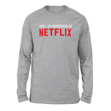 Sure, I Do Marathons On Netflix Men/Unisex Drop Shoulder Sweatshirt in Athletic Heather color