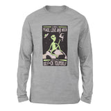 I Mostly Want Peace, Love And Weed Men/Unisex Drop Shoulder Sweatshirt in Athletic Heather color