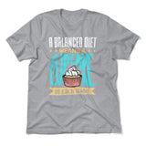 A Balanced Diet Means, A Cake In Each Hand Men/Unisex T-Shirt in Athletic Heather color