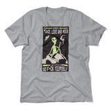 I Mostly Want Peace, Love And Weed Men/Unisex T-Shirt in Athletic Heather color