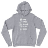 Rock Paper Scissor Lizard Spock Hoodie in Athletic Heather color
