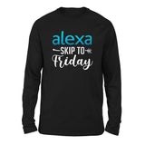 Alexa, Skip To Friday Men/Unisex Drop Shoulder Sweatshirt in Black color
