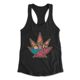 Cannabis Leaf Beach Womens Racerback Tank in Black color
