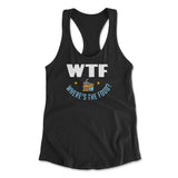 WTF - Where's The Food Womens Racerback Tank in Black color