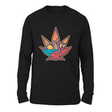 Cannabis Leaf Beach Men/Unisex Drop Shoulder Sweatshirt in Black color