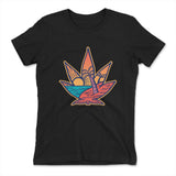 Cannabis Leaf Beach Womens T-Shirt in Black color