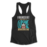 A Balanced Diet Means, A Cake In Each Hand Womens Racerback Tank in Black color