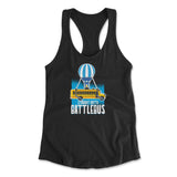 Straight Outta Battle Bus Womens Racerback Tank in Black color