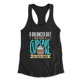 Cupcake - A Balanced Diet Womens Racerback Tank in Black color