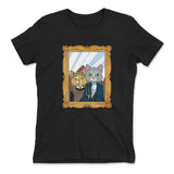 American Gothic Cats Womens T-Shirt in Black color
