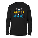 Allergic To Mornings Men/Unisex Drop Shoulder Sweatshirt in Black color