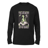 I Mostly Want Peace, Love And Weed Men/Unisex Drop Shoulder Sweatshirt in Black color