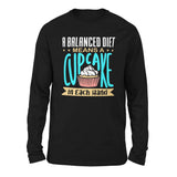 A Balanced Diet Means, A Cake In Each Hand Men/Unisex Drop Shoulder Sweatshirt in Black color