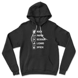 Rock Paper Scissor Lizard Spock Hoodie in Black color